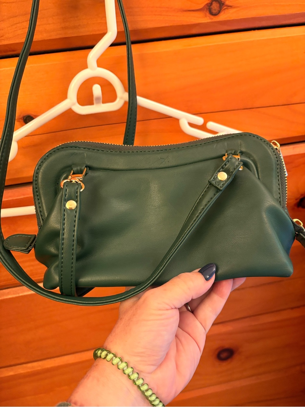 Emerald Green Leather Crossbody Bag